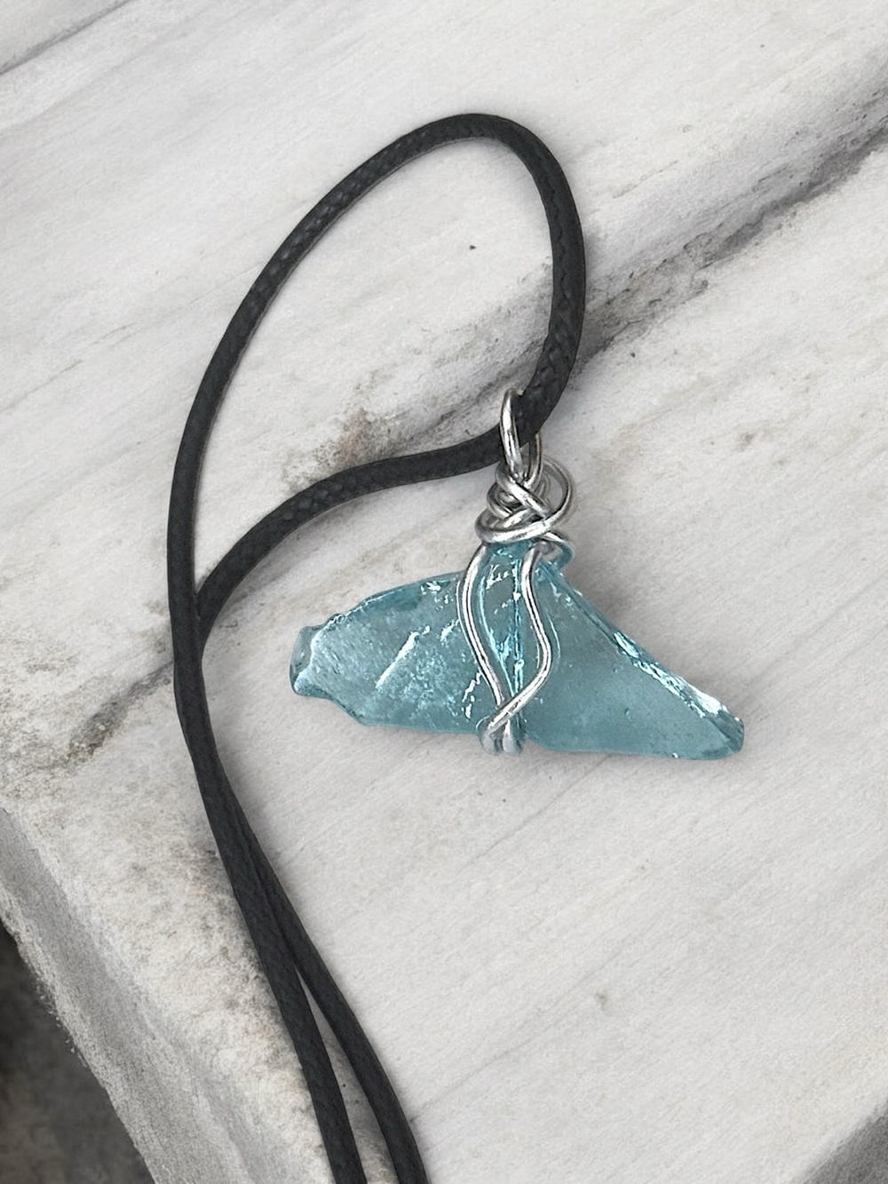 5 For $25💫Handcrafted Aqua Sea Glass Pendant Necklace
